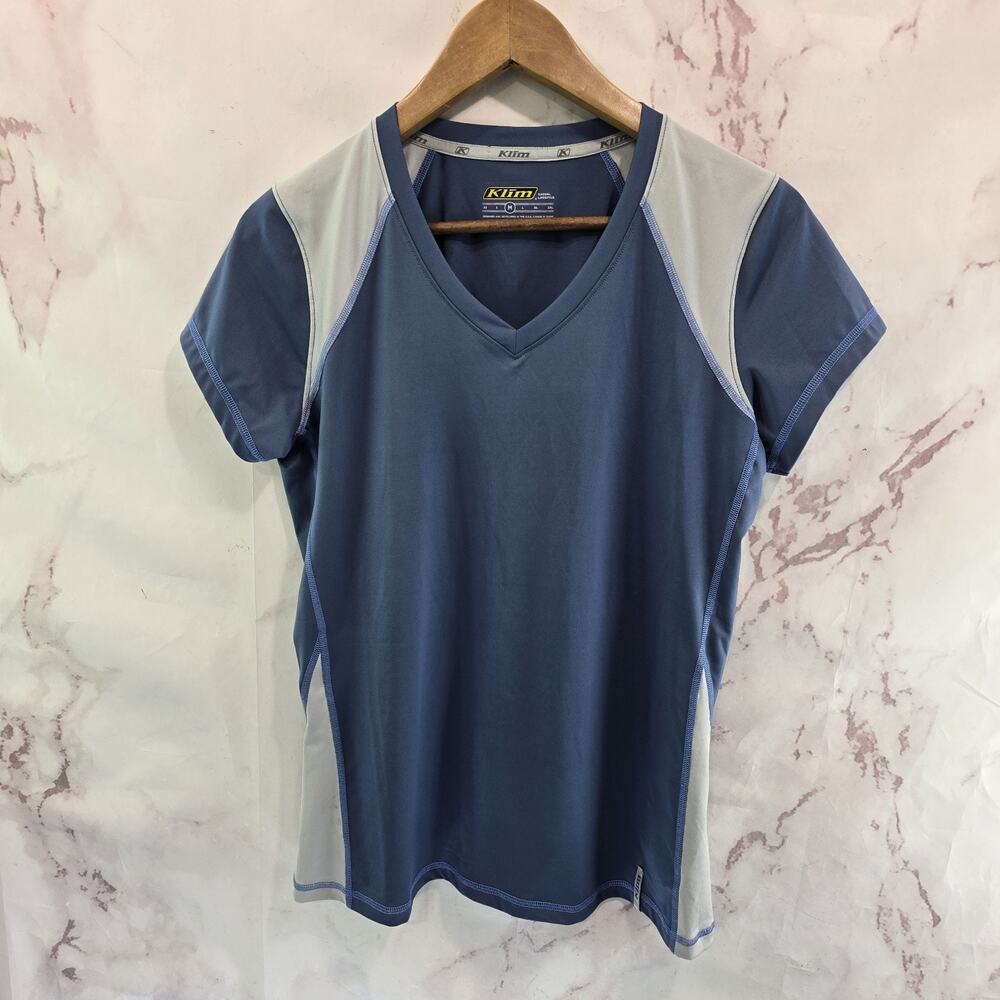 Klim Shirt Womens Medium Blue Short Sleeve V Neck Advantage Tech